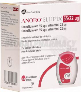 Anoro Ellipta (Umeclidinium/Vilanterol) 62.5/25mcg, 30 MDI
