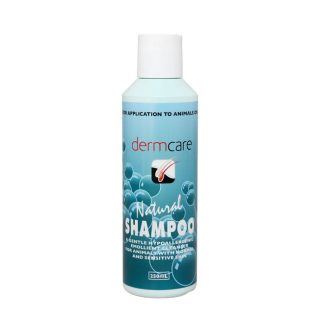 250mL bottle of Dermcare Natural Shampoo, a gentle hypoallergenic emollient cleanser for animals.