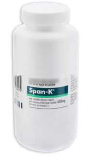 SPAN - K (Potassium chloride) 8meq (600 mg) 200 Tabs