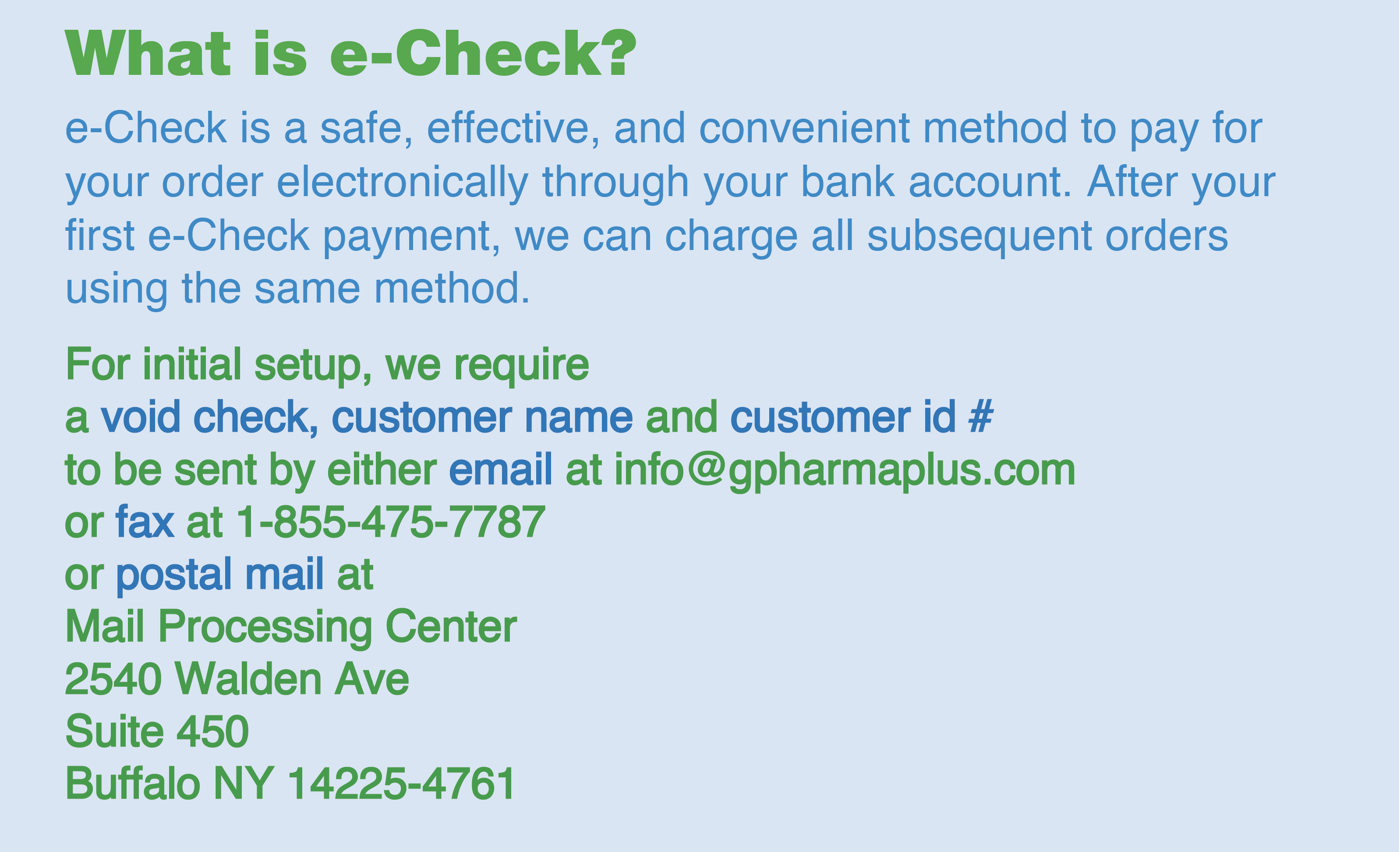 we now accept e-check payments